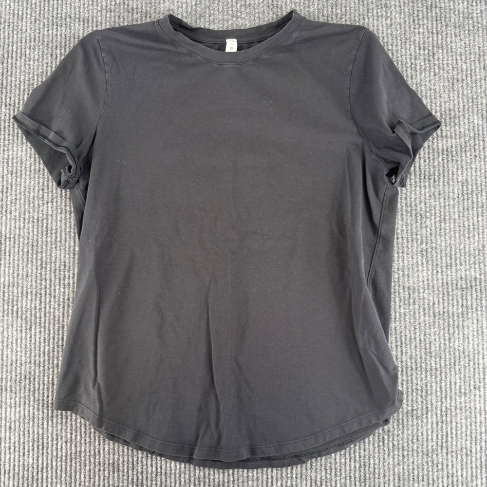 Lululemon Love Crewneck T-Shirt Womens 10 Black Excellent Pima Cotton Stretch